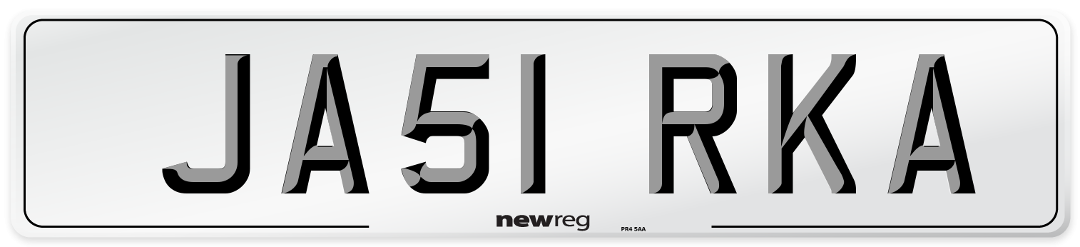 JA51 RKA Number Plate from New Reg
